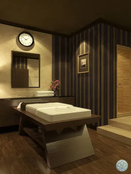 마사지 베드가 있는 스파 룸