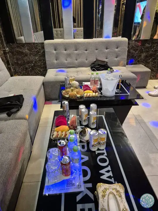 노래방에서 주류를 즐기는 모습