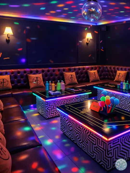 조명이 켜진 룸 모습