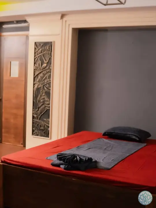 마사지 베드의 세팅 모습