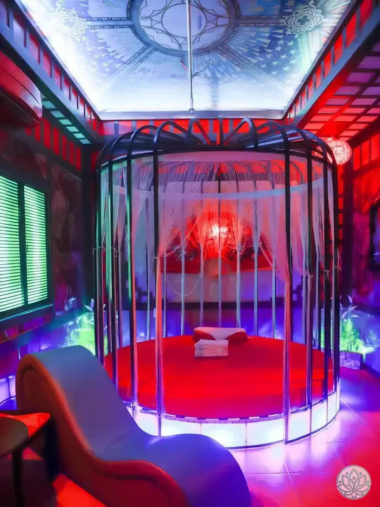 새장 테마 원형 침대